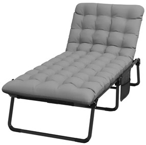 Skladacia kempingová posteľ s nastaviteľnou opierkou hlavy, s matracom v dvoch farbách