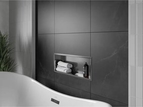 Mexen X-Wall-R, polica na zapustenie s prírubou  60 x 20 cm, grafitová matná - 19E0602010