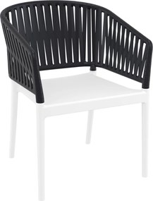 PORTOFINO záhradná stolička s podrúčkami white/black
