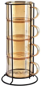 Sada 4 ks skleněných hrnků PETER HONEY 350 ml žlutá