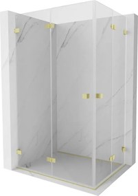Mexen Lunar-F Duo, skladací sprchový kút 85 x 70 cm, 8mm číre sklo, zlatý matný profil, 836-085L-070P-55-00