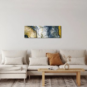 Obraz - Zlatá abstrakcia (s hodinami) (90x30 cm)