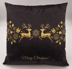 Zlato čierny vianočný vankúš Merry Christmas 45cm