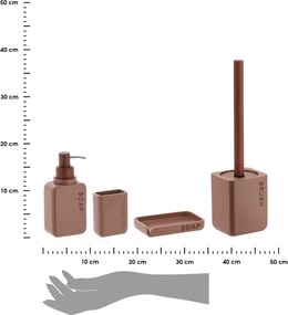 Sada kúpeľňových doplnkov Salva, hnedá/s drevenými prvkami