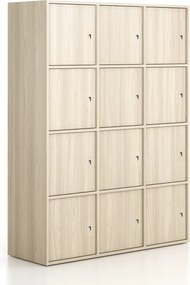 Kancelárska skriňa FRAME, 12x dvere, 1299 x 450 x 1735 mm, cylindrický zámok, dub prírodný