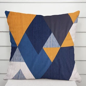 Biante Bavlnená obliečka na vankúš Sandra SA-390 Modro-béžovo-oranžové trojuholníky 50 x 60 cm