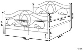 Kovová posteľ 180 x 200 cm čierna LYRA Beliani