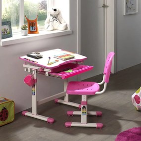 Vipack Nastaviteľný detský stôl Comfortline 201 a stolička ružovobiela 442701