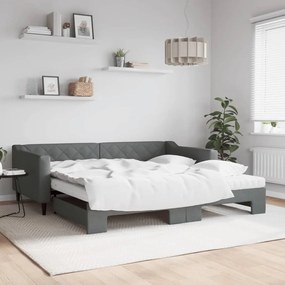 Rozkladacia denná posteľ s matracmi tmavosivá 100x200 cm látka 3197450