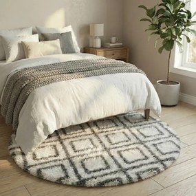 Protišmykový koberec DECOR biely / sivý kruh