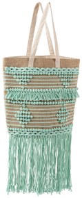 Béžovo - mintovou kabela Boho so strapcami - 40 * 45 * 102cm