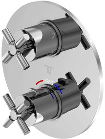 STEINBERG 250 termostat s podomietkovou inštaláciou, s uzatváracím a prepínacím ventilom, pre 3 výstupy, chróm, 25041233
