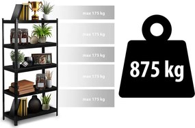 Kovový úložný regál 180 x 90 x 40 cm Humberg HR-851 čierny