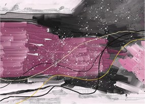 Obraz - Ružovo-čierna abstrakcia (70x50 cm)