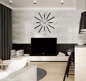 Nástěnné samolepící hodiny Big 115 cm zrcadlové/černé