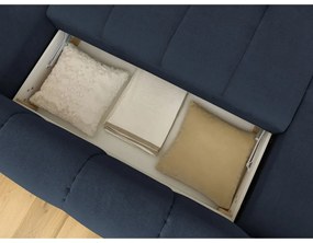 Tmavomodrá rozkladacia/s úložným priestorom rohová pohovka (pravý roh/do tvaru "U") Fuji – Bobochic Paris