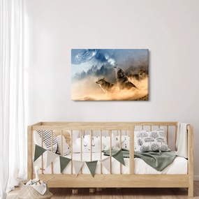 Obraz - vlci vyjúci na mesiac (90x60 cm)
