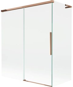 Mexen Rox, L posuvná 2-krídlová vaňová zástena 140 + 70 x 150 cm, 8mm číre sklo, ružové zlato profil, 8C9L-140-070-60-00