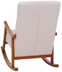 Hojdacie kreslo HWC-K10, relaxačné kreslo, drevo orech / látka ~ Krémová