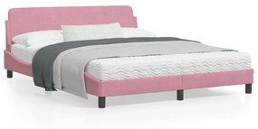 Rám postele s čelom ružový 160x200 cm zamat 373217