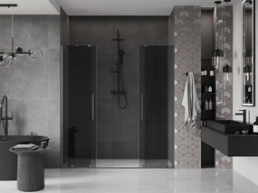 Mexen Velar Duo, posuvné sprchové dvere do otvoru 200 cm, 8mm šedé sklo, grafit brúsený, 871-200-000-42-66