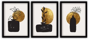 Súprava 3 obrazov v čiernom ráme Vavien Artwork Gilded, 35 x 45 cm