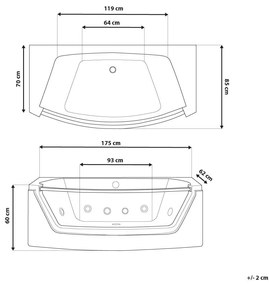 Vírivá vaňa s LED osvetlením 175 x 85 cm biela FUERTE Beliani