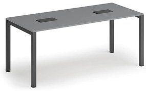 Rokovací stôl PRIMO SQUARE, 180x80 cm, grafit + 2x stolná zásuvka TYP VI, čierna