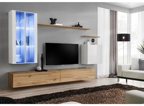 Obývacia stena Switch Sklo +LED XII Biely/Wotan
