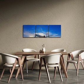 Obraz lietadla (s hodinami) (90x30 cm)