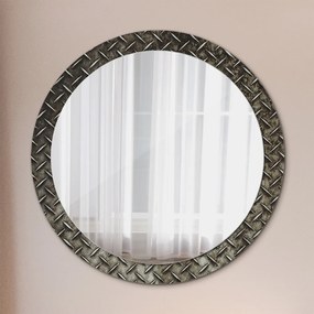 Okrúhle ozdobné zrkadlo Oceľová textúra fi 90 cm
