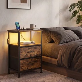 Sada 2 nočných stolíkov s LED osvetlením a nabíjacou stanicou LGSB35202K102