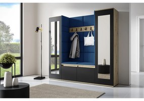 Predsieňová stena AMI 31 So zrkadlom Dub artisan + čierna Námornícka modrá