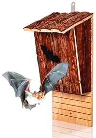 Domček pre netopiere, vtáčia búdka, pomoc pri prezimovaní, celoročne obývateľný, jedľové drevo
