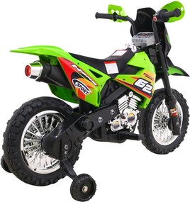 Ramiz Detský krížový bicykel Batériové vozidlo Zelené + asistenčné kolesá + LED zvuky