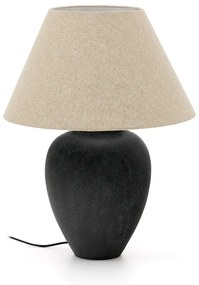 Čierno-béžová stolová lampa s textilným tienidlom (výška 60 cm) Mercadal – Kave Home