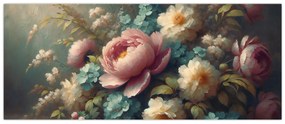 Obraz - Zátišie s kvetmi - maľba (120x50 cm)