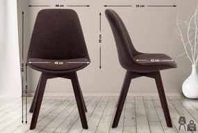 Stolička Borne V2 látka (SET 4 ks), drevené nohy orech - Hnedá