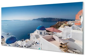 Nástenný panel  Grécko sea panorama budov 125x50 cm