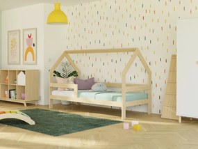 Detská drevená posteľ domček SAFE 3v1 so zábranou