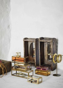 MADAM STOLTZ Sklenený box Clear/Antique Brass M