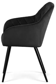 Sada dvoch jedálenských stoličiek VELTO zamatové, čierne / čierne nohy (2 ks)