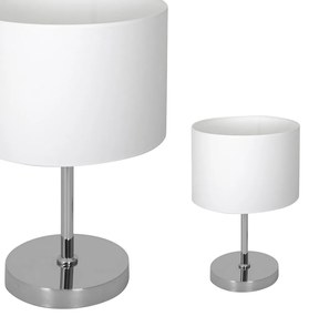 Stolná lampa Casino, 1x biele textilné tienidlo, ch
