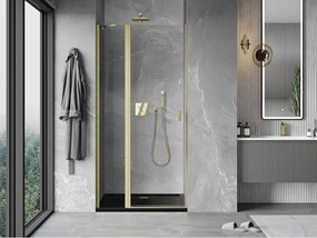 Mexen MIST, 1-krídlové sprchové dvere (1d+1s) 85x200 cm, 6mm číre sklo, zlatý matný profil, 8A4-085-000-55-00