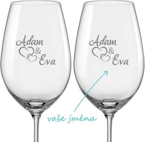 Svadobné poháre na víno Spojená srdce s dátumom svadby, 2 ks