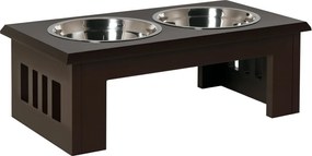 PawHut Zdvihnutá Miska pre Psov s 2 Miskami – 2 x 2000ml Nerezové Misky – Stanica na Kŕmenie pre Psy a Mačky Espresso | Aosom