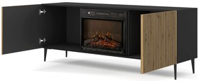 TV skrinka/stolík s elektrickým krbom FPB 2D 170 C Rowanna (dub artisan + čierna). Akcia -20%. Vlastná spoľahlivá doprava až k Vám domov. 1125092