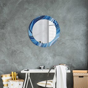 Okrúhle dekoračné zrkadlo s motívom Modrý mramor fi 60 cm