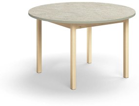 Stôl DECIBEL, Ø1200x720 mm, linoleum - šedá, breza