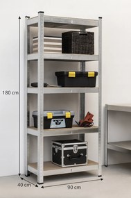 Regál 180x90x40 cm zinkovaný 5-policový, nosnosť 875 kg